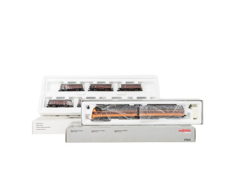 MÄRKLIN Diesellok und Güterwagen-Set, Spur H0, 2-tlg US-Diesellok '37623' der 'Milwaukee Road', Guss-Gehäuse, Fkt. nicht gepr