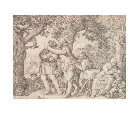 VINCKBOONS, DAVID (1576-1629), "Bäuerliche Gesellschaft", 1606, Radierung, u.li. in der Platte monogrammiert und dat., HxB: P