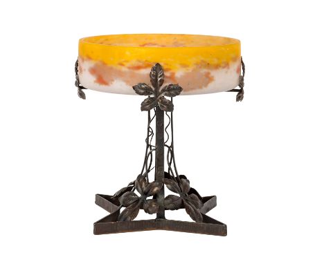CRISTALLERIES DE COMPIEGNE, VERRERIE D´ART DEGUE "Aufsatzschale" 1920-1930 Glasschale aus farblosem Glas mit teilweise Tupfen