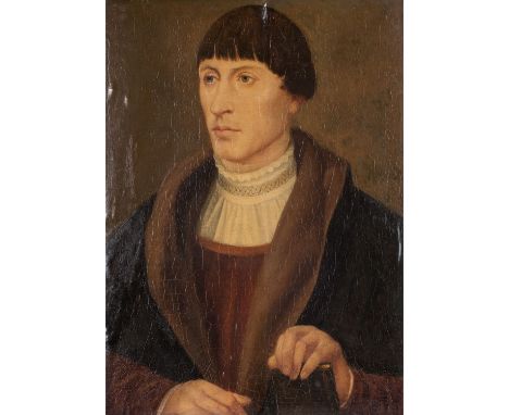 MALER/IN 18./19. Jh., "Portrait eines jungen Herrn", nach flämischem/altniederländischem Vorbild 15. Jh., Brustbildnis mit Pe