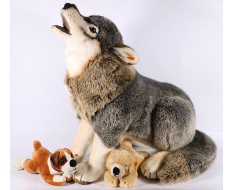 Steiff 'Snorry Wolf' and two Steiff dogs.&nbsp; (3) 
