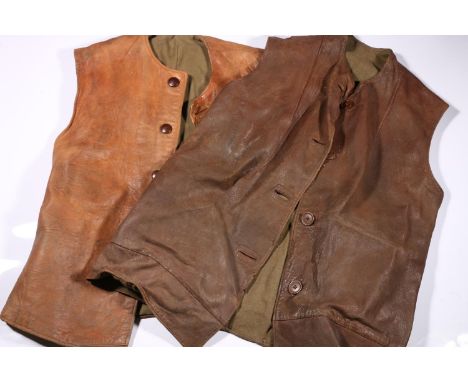 Two leather vintage waistcoats. 