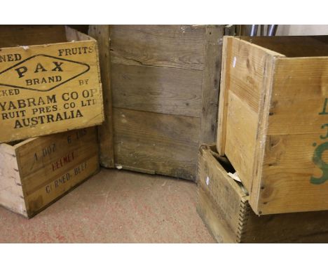 Vintage wooden crates to include Pax Brands, Archie, etc. 