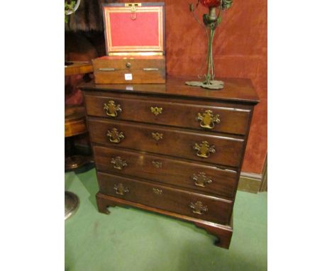 A circa 1760 mahogany bachelor's chest of four graduating long drawers on bracket feet, 74cm x 73cm x 43cm