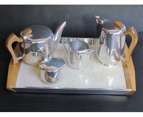 A retro Picquot-wave tea service with tray