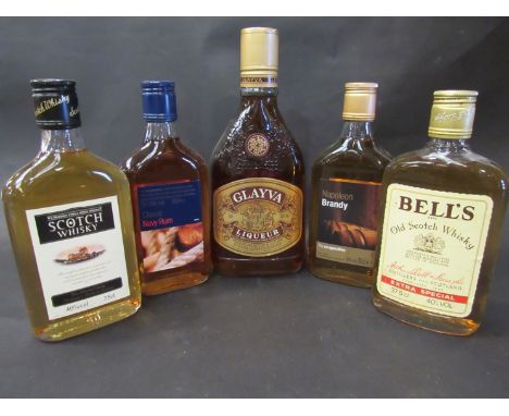 Glayva Whisky Liqueur, 70cl, Classic Navy rum 35cl/ Napoleon Brandy 35cl, Bell's Old Scotch Whisky 37.5cl, Scotch Whisky 35cl