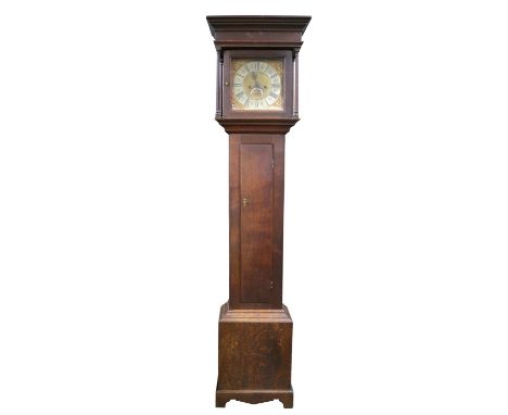 George III oak eight day Longcase clock, the moulded hood with turned columns over a brass dial inscribed Redshaw Newcastle, 