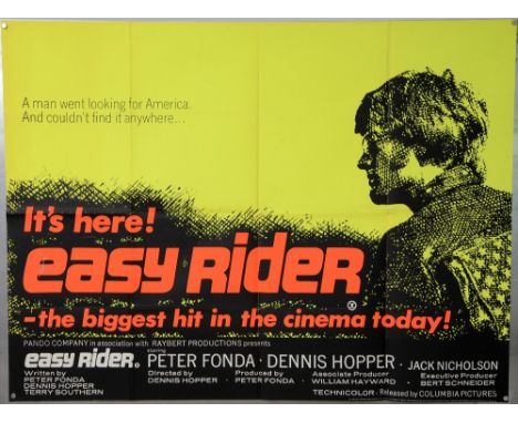 Easy Rider (1969) British Quad film poster, starring Dennis Hopper, Peter Fonda & Jack Nicholson, folded, 30 x 40 inches