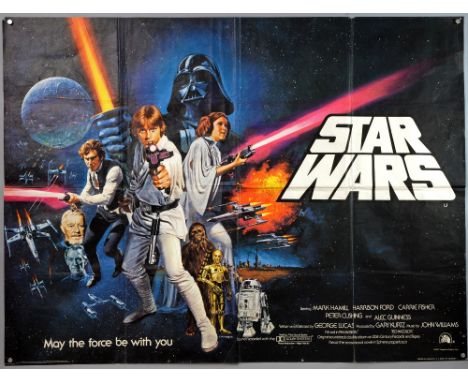 Star Wars (1977) British Quad film poster, Pre Academy Awards, Style C, directed by George Lucas, artwork by Tom Chantrell, f