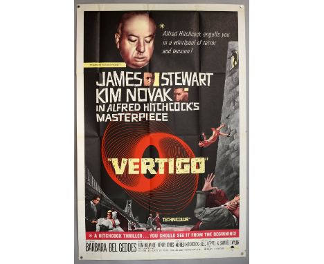 Vertigo (R-1961) One Sheet film poster, international reissue one sheet with iconic poster designs for this Alfred Hitchcock 