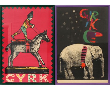 R. CIESLEWICZ POLISH CIRCUS POSTERS, C. 1962, TWO, H 26 1/2", W 18 1/2": Framed. 