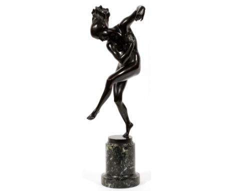 KARL PERL, AUSTRIAN [1876-1965], BRONZE, "DANCING NUDE MAIDEN," C.1925, H 19": Signed "K PERL." Made in Austria. Arthur Rubin