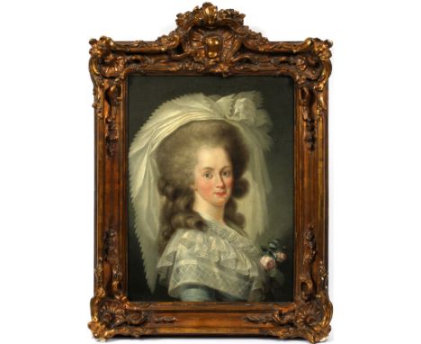 KARL KASPAR PITZ [GERM. 1756-1795], OIL PAINTING, C1784, H 28", W 23, BRIDAL PORTRAIT: A portrait of a woman in a bridal dres