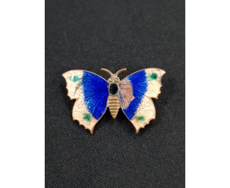 SILVER AND ENAMEL BUTTERFLY BROOCH