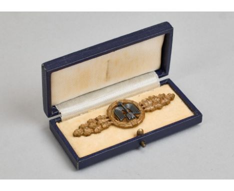 Orden und Ehrenzeichen - Auszeichnungen Luftwaffe : Frontflugspange für Jäger in Bronze.Buntmetallausführung, die Auflage alt