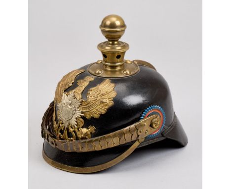 Militaria Deutschland - Oldenburg : Oldenburg: Mannschaftshelm des Feld - Artillerie - Regiments 62, 2.u.3. Batt.Lederglocke 