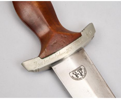 Deutsches Reich 1933 - 1945 - NSKK / NSFK / DLV : NSKK - Dienstdolch M 33Neusilberausführung. Brauner Holzgriff mit eingelegt
