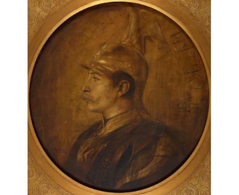 Militaria Deutschland - Verschiedenes : Franz von Lehnbach - Portrait Kaiser Wilhelm II.Öl auf Malkarton. Am oberen Rechten R