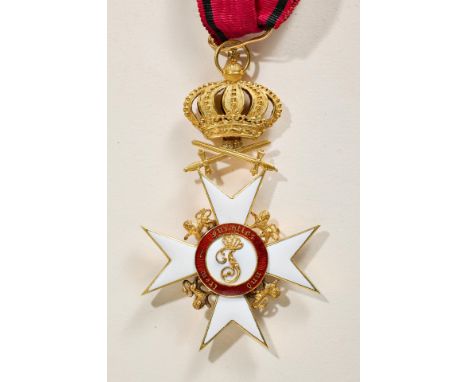 Orden &amp; Ehrenzeichen Deutschland - Württemberg : Orden der Württembergischen Krone: Komturkreuz mit Schwertern.Gold und E
