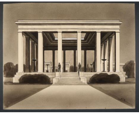 Deutsches Reich 1933 - 1945 - Kunst : Georg Fritz (1884 - 1967) Der Ehrentempel auf dem Königlichen Platz in München, 1938.Tu