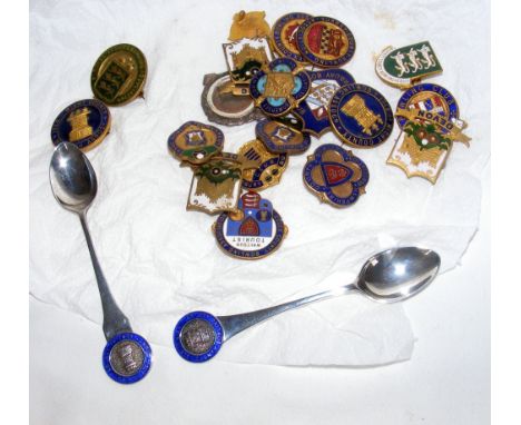 A pair of silver and enamel "Isle of Wight County Bowling Association" spoons, together with a quantity of vintage Isle of Wi