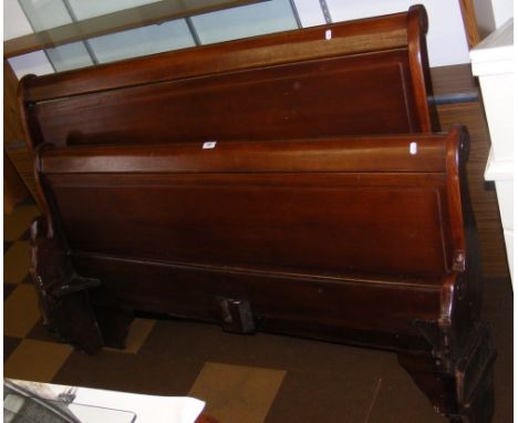 Antique French sleigh type double bed surround