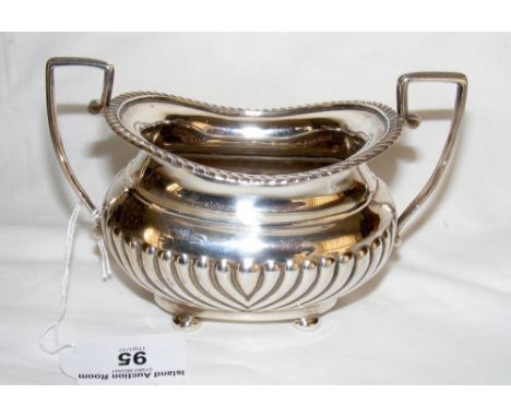 A half fluted two handled silver sucrier with Chester hallmark