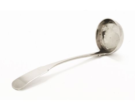 An early 19th century Scottish Provincial silver fiddle patterned toddy ladle, Charles Murray circa 1820.  Length 16 cm, 32 g