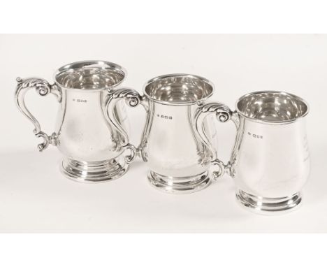 Three hallmarked silver tankards, all engraved P.E.C.Y. Royds Winner of the Annual Challenge Cup the first 1936, Birmingham d