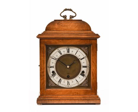 A George III style walnut cased three train bracket clock by Elliott London, striking on four gongs, complete with pendulum. 