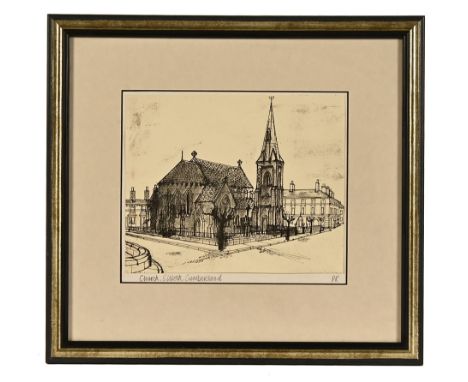 Percy Kelly (1918-1993), a Christmas Card "Church Silloth Cumberland", signed in pencil on mount with greetings inside in sil