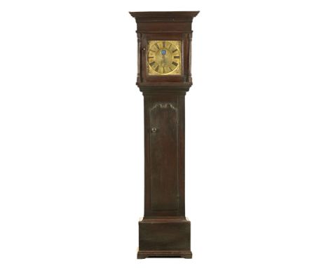 A George III oak longcase clock, with 30 hour movement by Barber Winster with penny moon and dater aperture.  Height 198 cm. 