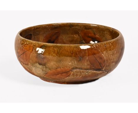 A Royal Doulton ware leaf patterned fruit bowl, with impressed marks.  Diameter 23 cm, height 9.5 cm.