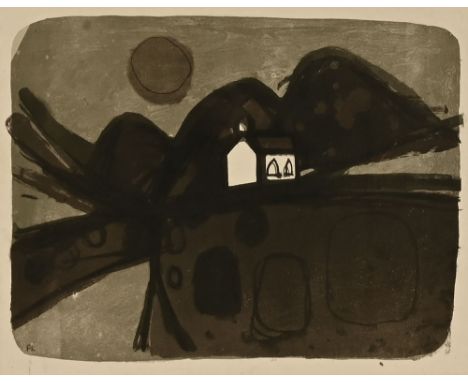 Percy Kelly (1918-1993), a lithograph "White Chapel". 30 cm x 39 cm.  Castlegate House Gallery label verso. ARR (see illustra