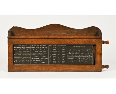 A late Victorian oak scrolling learning aid, to include metric system, Royal Train, London and North Western Railways, King G