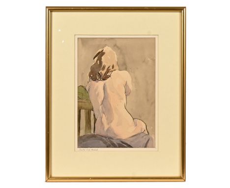 Len Roope (1917-2005), a watercolour nude "Seated Life Model".  32 cm x 22 cm, framed, signed ARR.