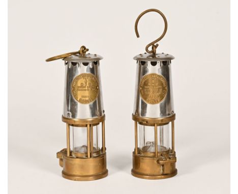 Two Eccles protector miners lamps, one marked to the plaque K Hodges 1737.