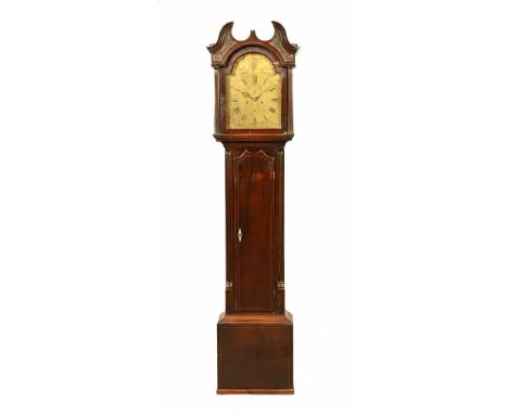 A George III mahogany longcase clock, with eight day striking movement by Peter Robertson Perth, with long trunk door quarter