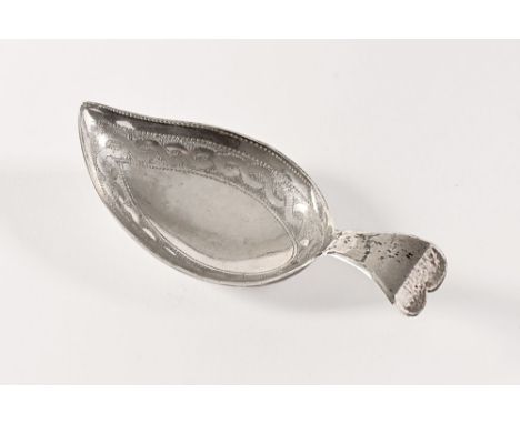 A George III silver caddy spoon, of leaf form Birmingham 1806 maker possibly William Pugh.