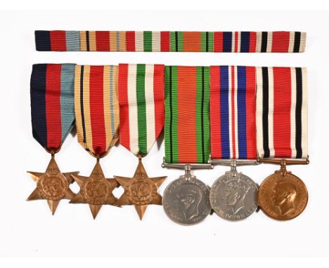A medal group of six Second World War medals with ribbons, 39/45 Defence Medal, 39/45 Service Medal and Special Constabulary 