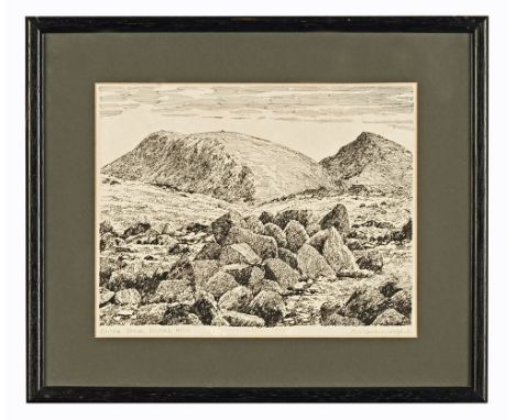 Alfred Wainwright (1907-1991), an original pen and ink drawing South of Swirl How, titled and signed in green ink.  16.5 x 21