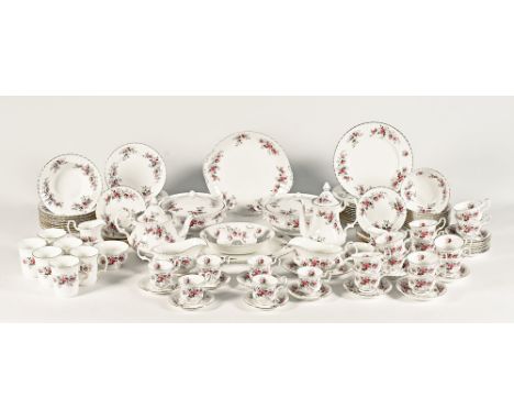A Royal Albert Lavender Rose tea and dinner service, with tureens, ashettes, salt pepper, gravy boat etc. +/- 100 pieces.   C