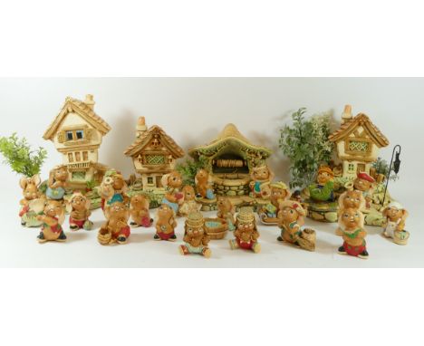 27 pieces of PenDelfin to include, 'Cobble Cottage' with seven rabbits, 'Cobble Cottage' with three rabbits, 'Wishing Well' w