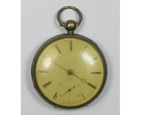 Rob Jones, Liverpool, a Victorian silver pocket watch, Chester 1841, white enamel dial, subsidiary seconds dial, the movement