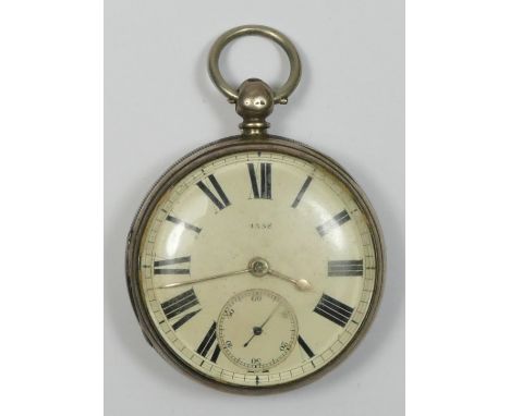 R.B. Kirby, Malton & Driffield, a Victorian silver verge pocket watch, London 1868, white enamel dial with Roman numerals, su