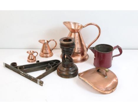 Mixed Lot of Metalware and Railwayana including Midland Railway Co Jug, Enamel and a Brass Great Western Railways Badges, Thr