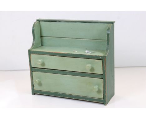 Pine painted two drawer wall shelf, 40cm wide x 37cm high 