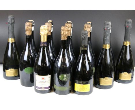 Wine - De Favori Prosecco x 5, 1995 Lys Prosecco x 5 &amp; five other bottles of Prosecco (15 bottles) 