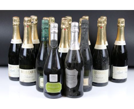 Wine - Bele Casel, Asolo Prosecco x 13 &amp; five other bottles of Prosecco (18 bottles) 