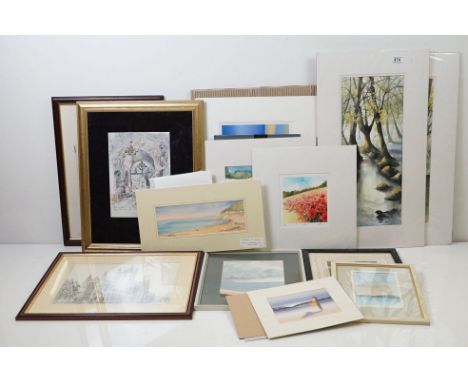 Six Framed and Glazed Pictures including Watercolours together with a collection of Mounted Watercolours and Prints 